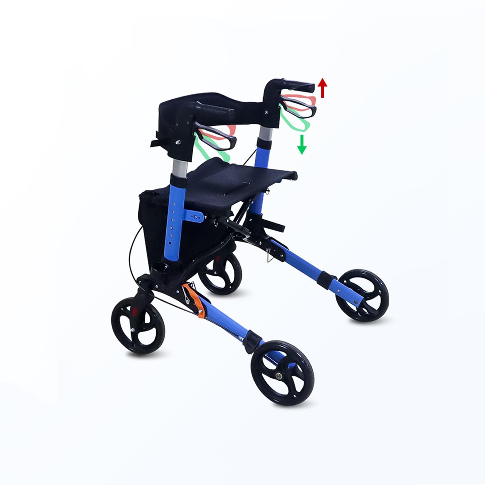 Chodzik Rollator Lekki chodzik na kółkach, składany chodzik z wyściełanym oparciem siedziska, składana pomoc do chodzenia dla seniorów i dorosłych z regulacją wysokości Pomoce do chodzenia
