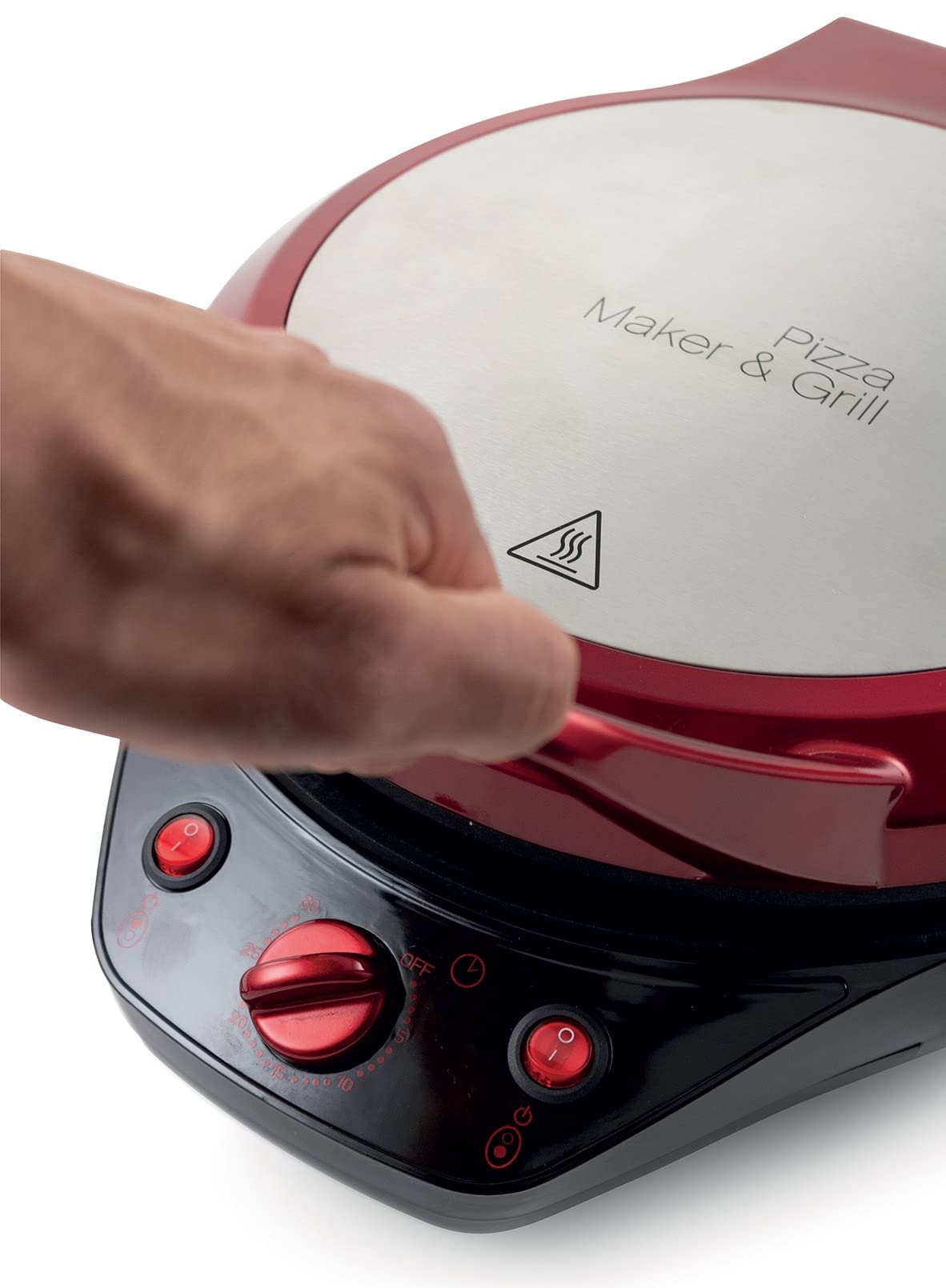 Galileo Casa 2192057 Pizza Grill con Apertura 180 Gradi, 1200W, Rosso