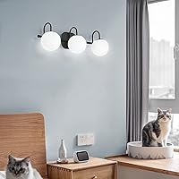 Vista 6 de Modern Black Bathroom Vanity Light Fixtures 3 Lights Frame and Milk White Glass Globe Shade Modern Wall Sconce Lighting Bath Vanity Lights Bar Over
