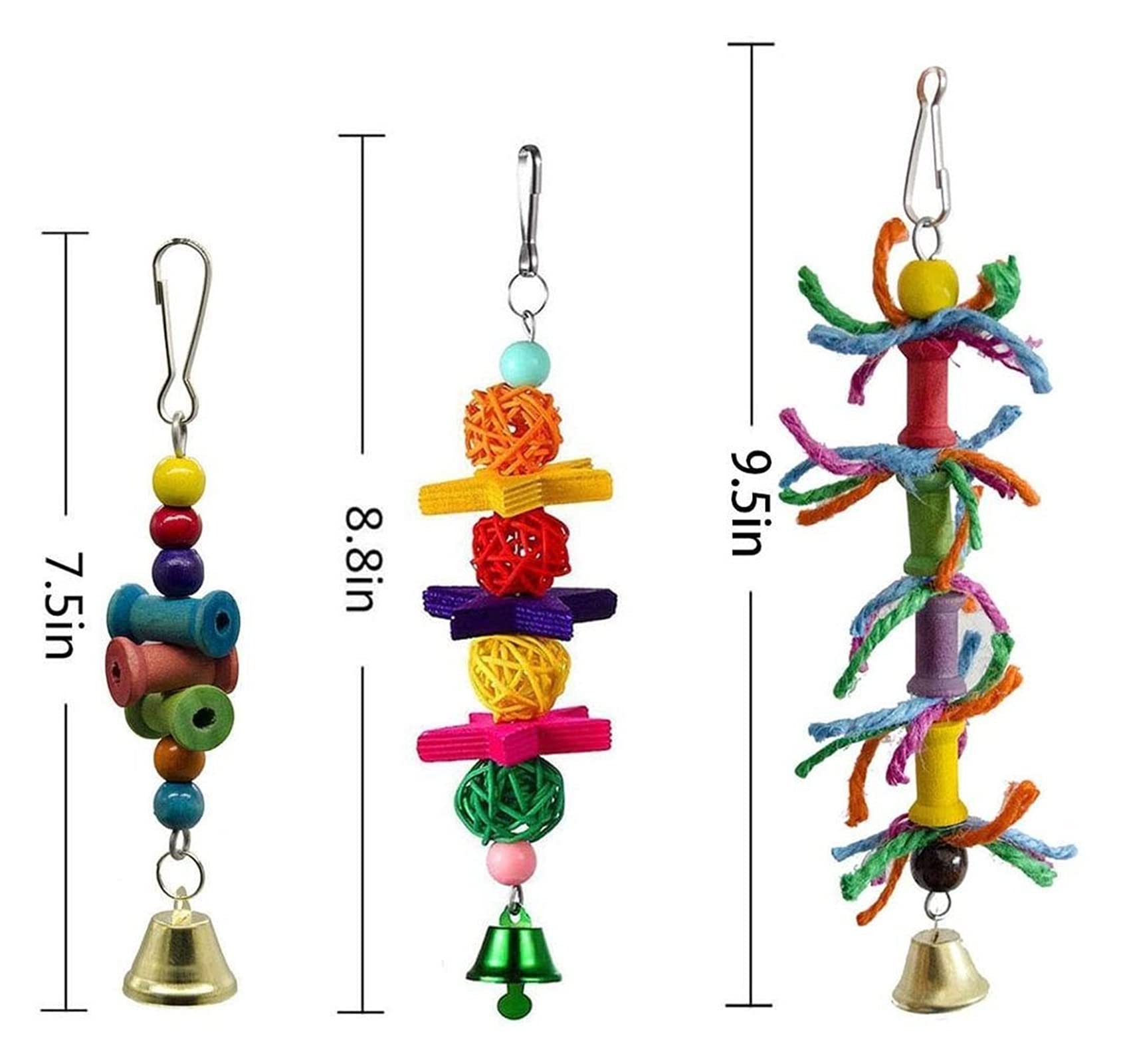 Vogelspielzeug 10 stücke Vogel Spielzeug Set Swing Chewing Training Spielzeug Kleine Papagei Hängende Hängematte Papagei Käfig Barch Spielzeug mit Holzperlen