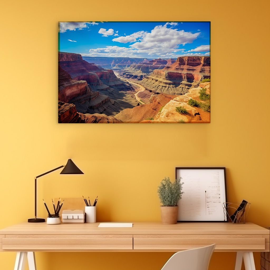 Canvas for Living room. Captivating Canyons: Depths and Hues under Endless Skies, 27 x 18 inch Canvas Wall Art - Contemporary Masterpieces - Modern Home Decor - 69x46 cm (27x18 inch)