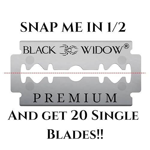 Miniatura 2 de Black Widow Kit profesional de afeitar de borde recto con 10 cuchillas, afeitadora de peluquería de acero inoxidable para afeitado de hombres,