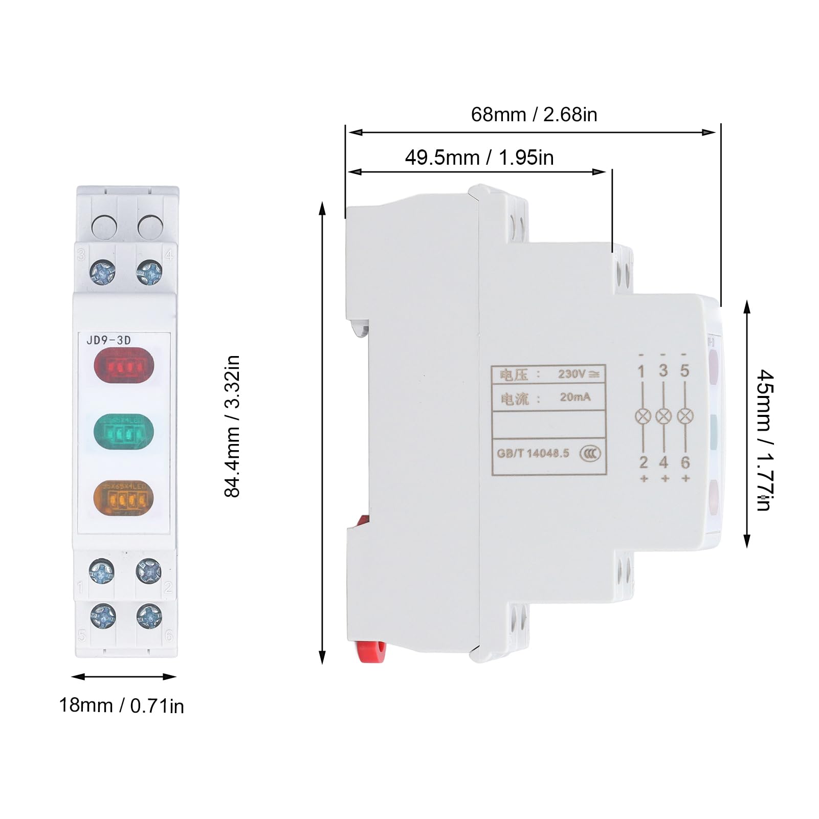 Lampada Spia LED 230V Rosso Giallo Verde per Guida DIN Segnalazione Stato Circuiti Elettrici Quadri Industriali e Automazione
