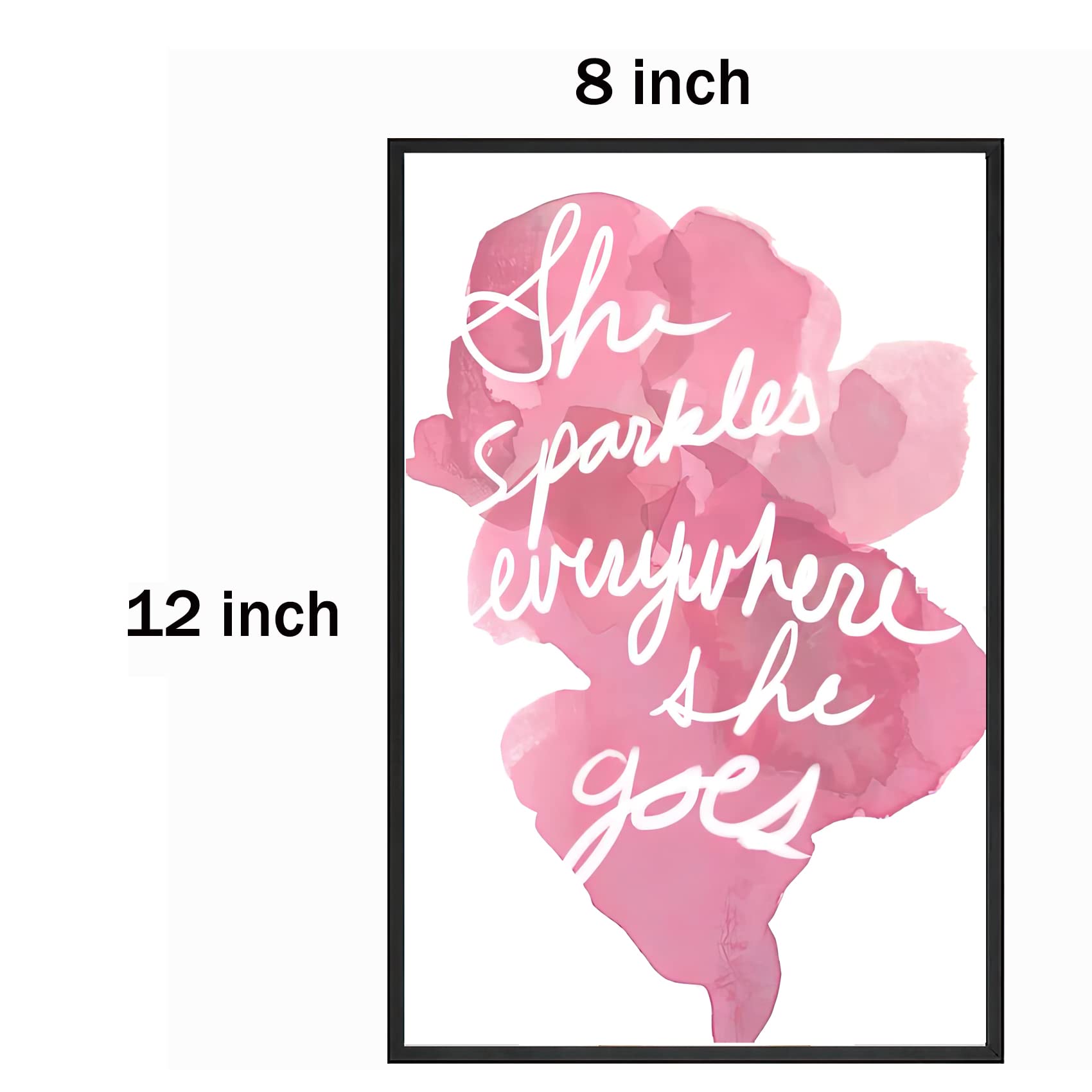 Set of 4 Inspirational Wall Art Pink Canvas Posters Framed Positive Quote for Girls Bedroom Living Room Home Decor - Image 4