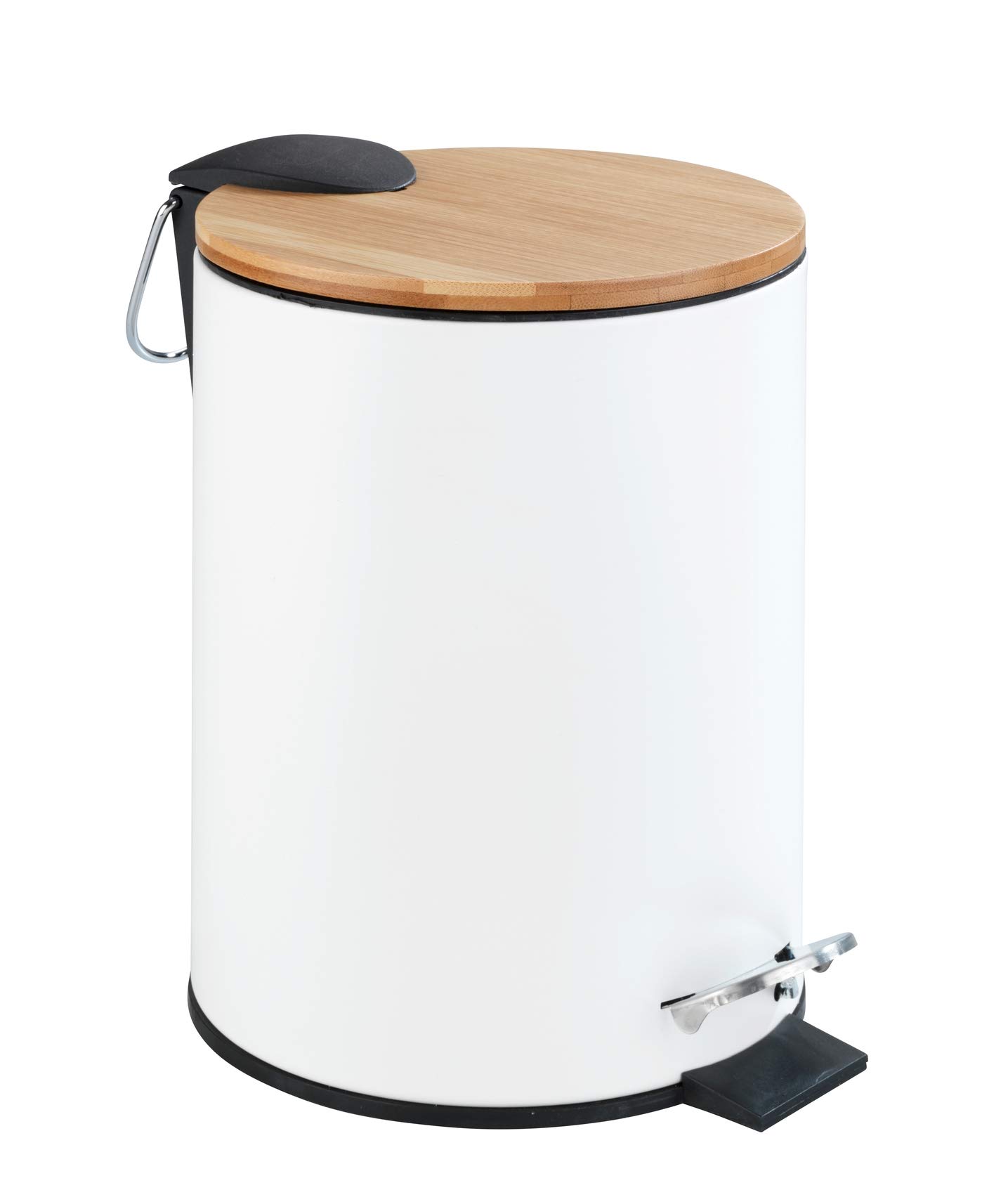 WENKO, Pedal Bin Tortona, Stainless Steel, Soft Close Home Garbage Can, Durable & Strong Construction, 3 Litre Capacity, 17x23.5x21cm, Matt White