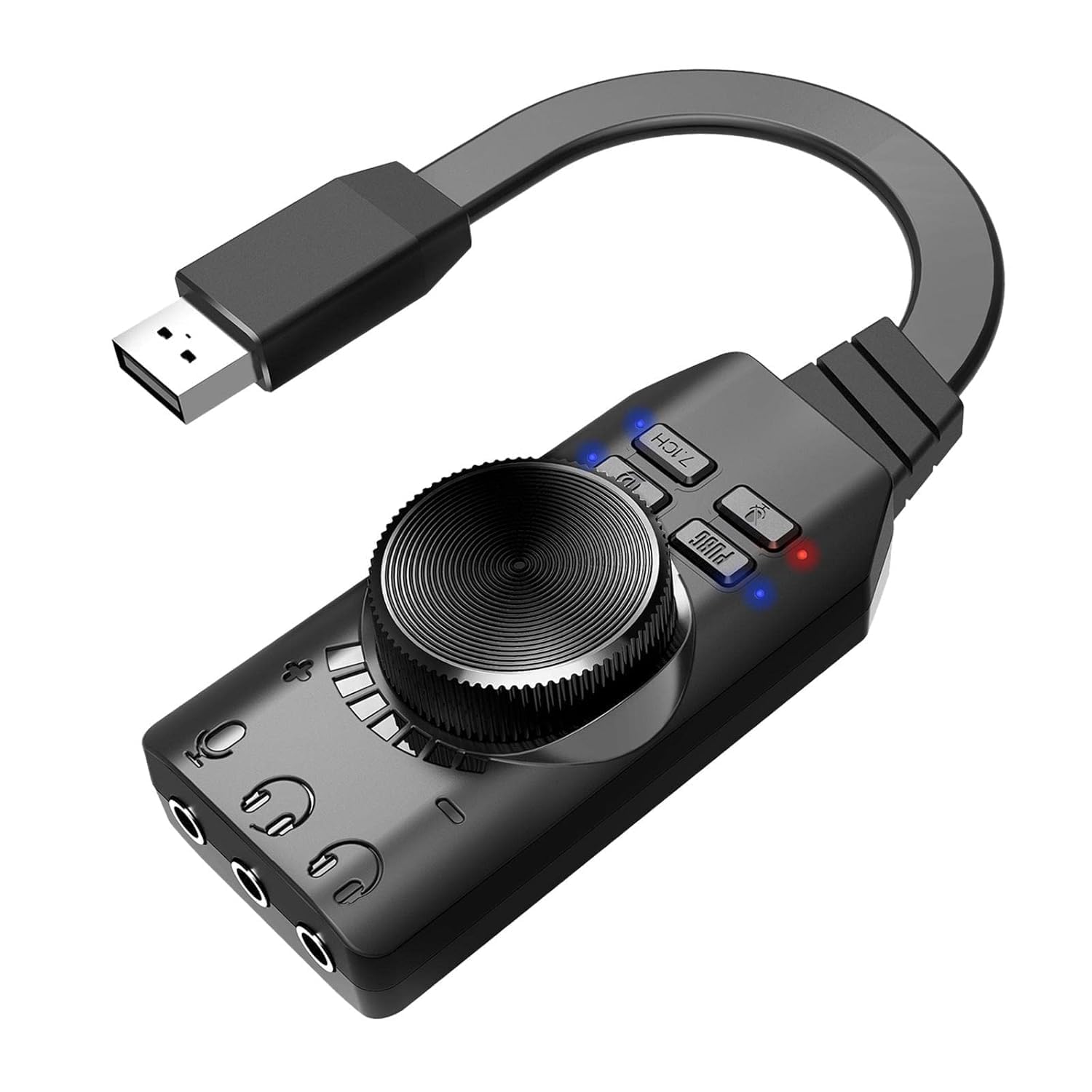 Virtual 7.1 Channel External USB Sound Card Audio Adapter for Gaming Console, Laptop, PC I LED Indicators I Both Single Jack and Dual Jack Headset Connection I Volume Adjust I Play and Plug-image-16