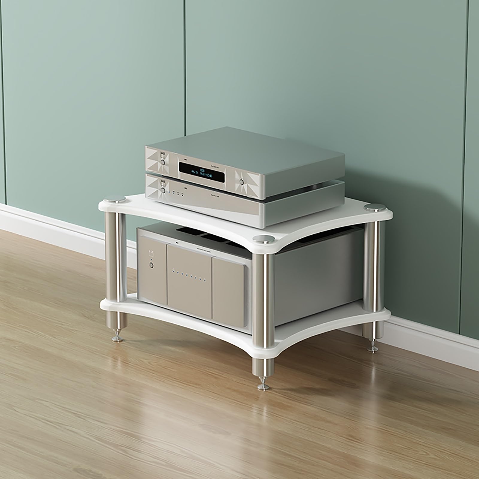 Supporto per console di gioco, ad angolo, per proiettore, lettore DVD PS5, bianco, 48 x 60 x 40 cm, soluzione elegante e salvaspazio