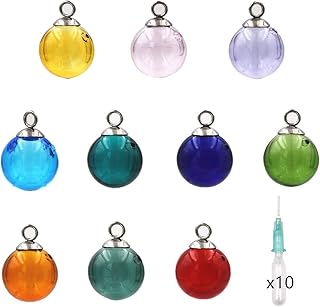 10pcs Mini Empty Glass Globe Glass Vial Pendant Essential Oil Perfume Aromatherapy Diffusers Pendant (Multicolor, 16mm)