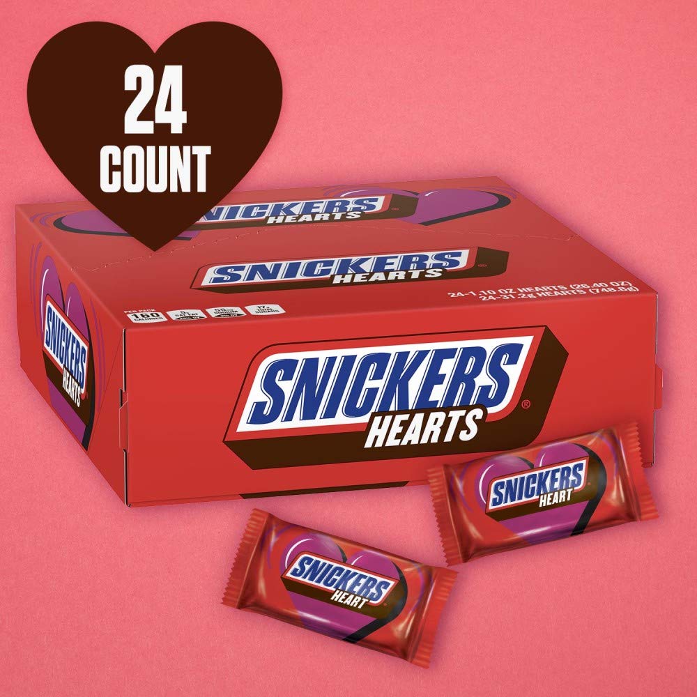 SNICKERS Valentine's Singles Size Chocolate Heart Candy Bars