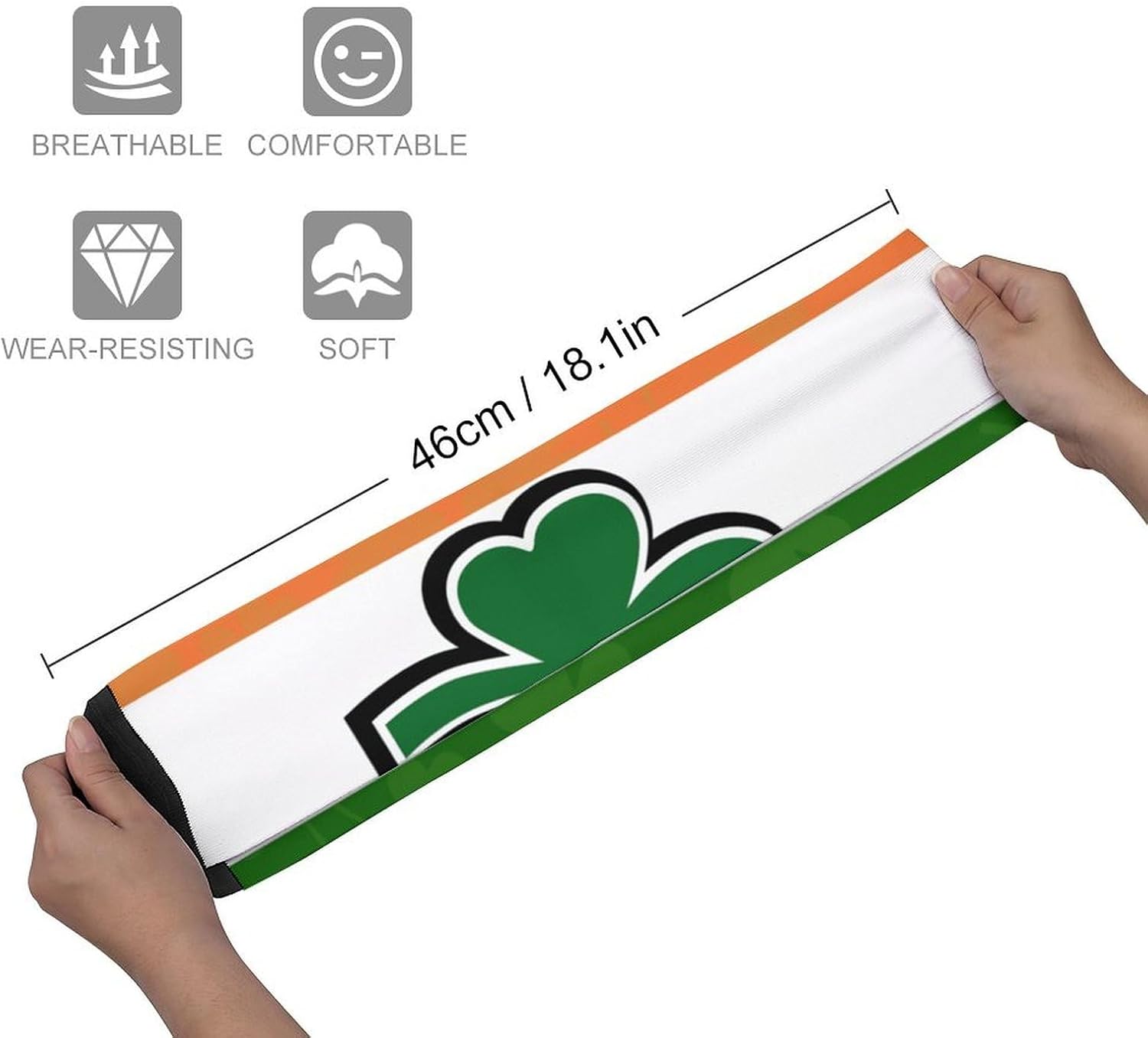 Irish Flag With Shamrock Pattern Knee High Socks Athletic Long Stockings Sport Casual Crew Tube Sock Boot 46cm