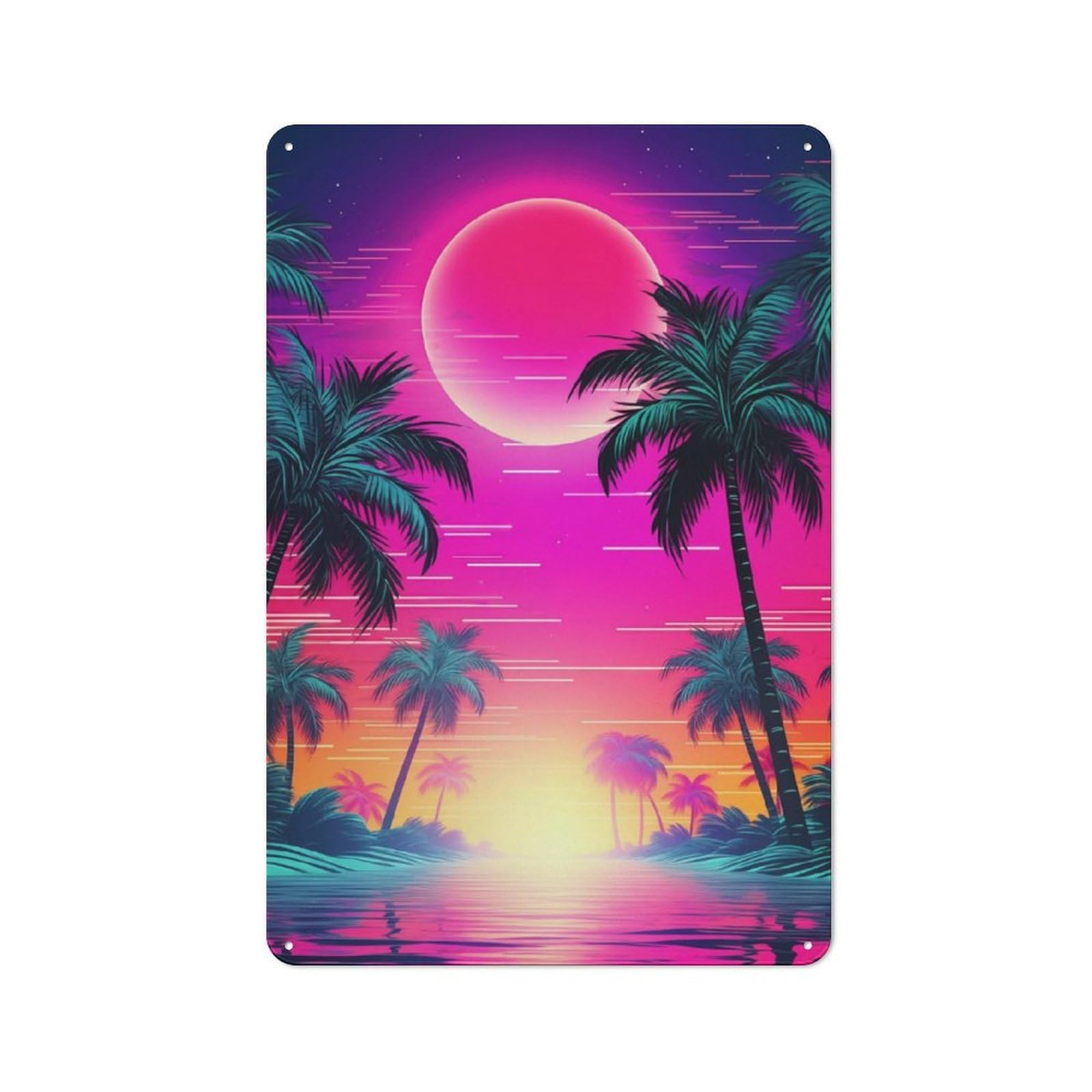 Junmoney Ethereal Synthwave Horizon Retro-Style Tin Sign 30X20cm For Dining Room Or Kitchen, For Kitchen Wall Decor Lovers