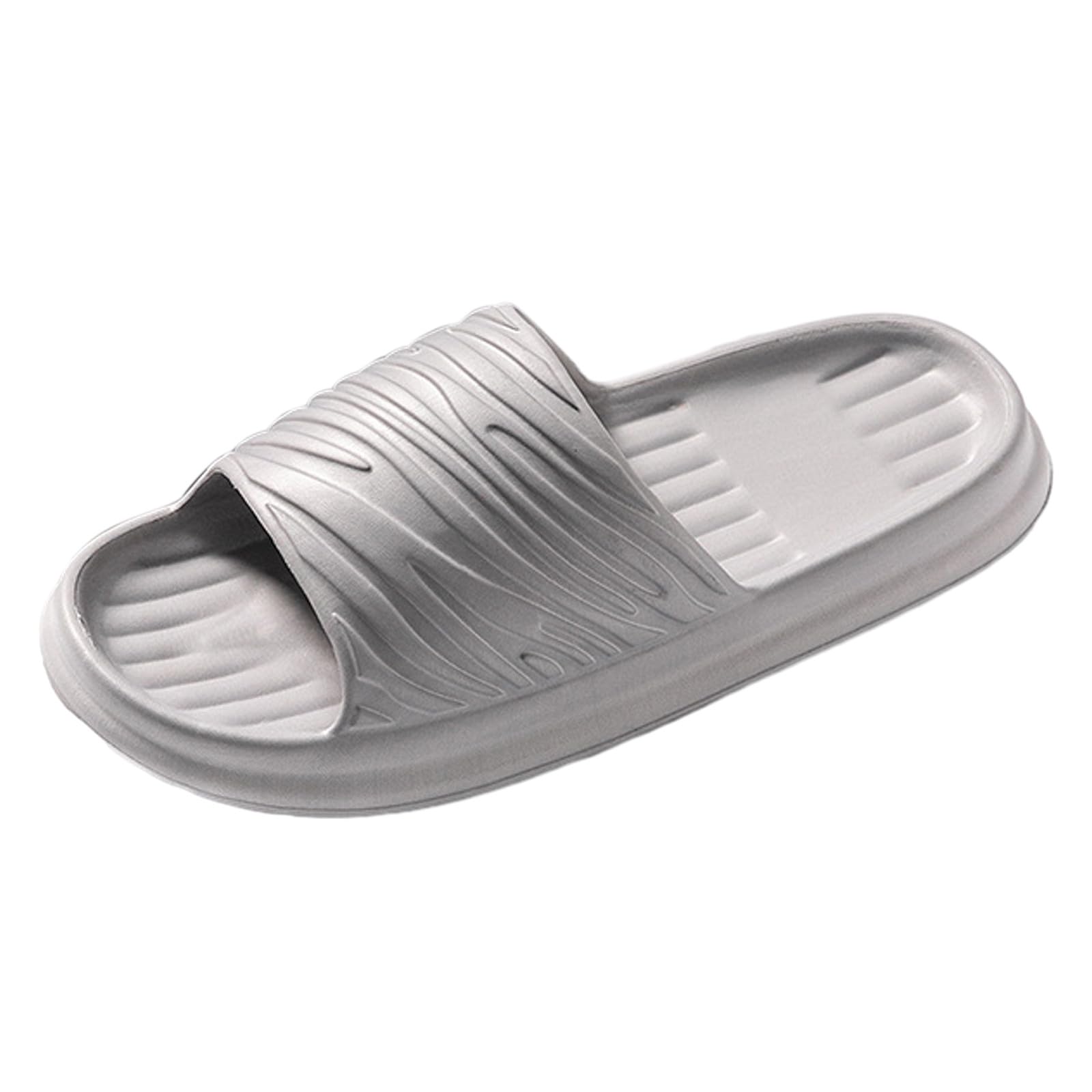 Flats Slides for Women and Men, Platform Slides Slippers, Non-Slip Bottom Lightweight Shower Shoes for Indoor & Outdoor Grey, 8.5
