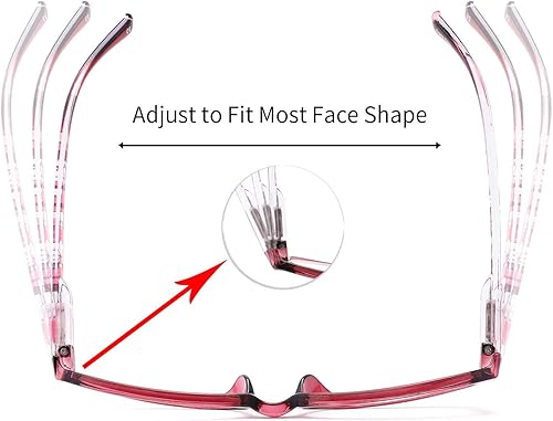 Miniatura 10 de IVNUOYI Paquete de 4 lentes de lectura con bloqueo de luz azul, lectores de bisagra de resorte para mujer con patrón impreso, anteojos UV