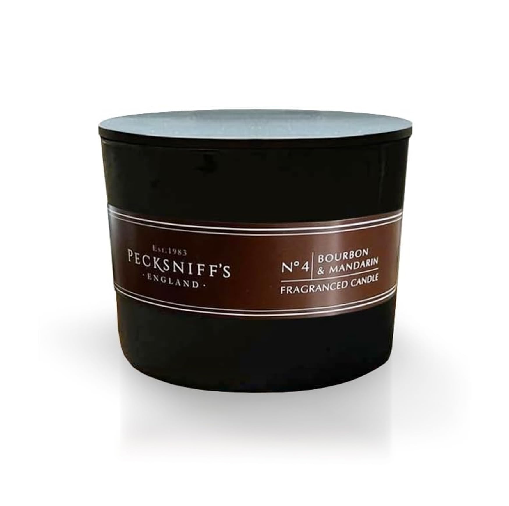 Pecksniffs Black 3-Wick Scented Candle, 283g/9.9oz – Bourbon & Mandarin Fragrance – Long-Lasting Aromatherapy Candle for Relaxation