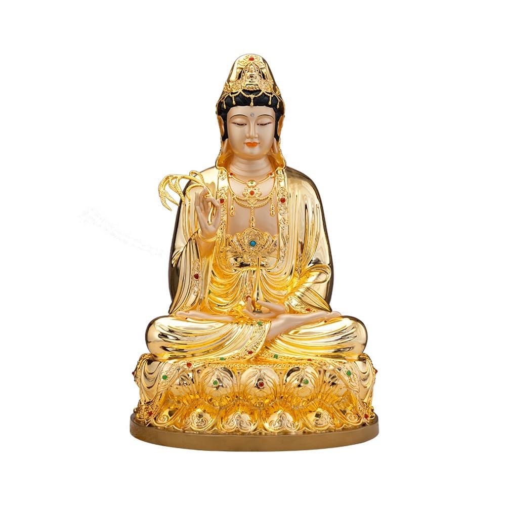 Figuras de Budas Estatua de Buda de Cobre Puro Dorado for decoración del hogar, Estatua sentada, Entrada de Sala de Estar, decoración Feng Shui Budas Decorativos(Medio)