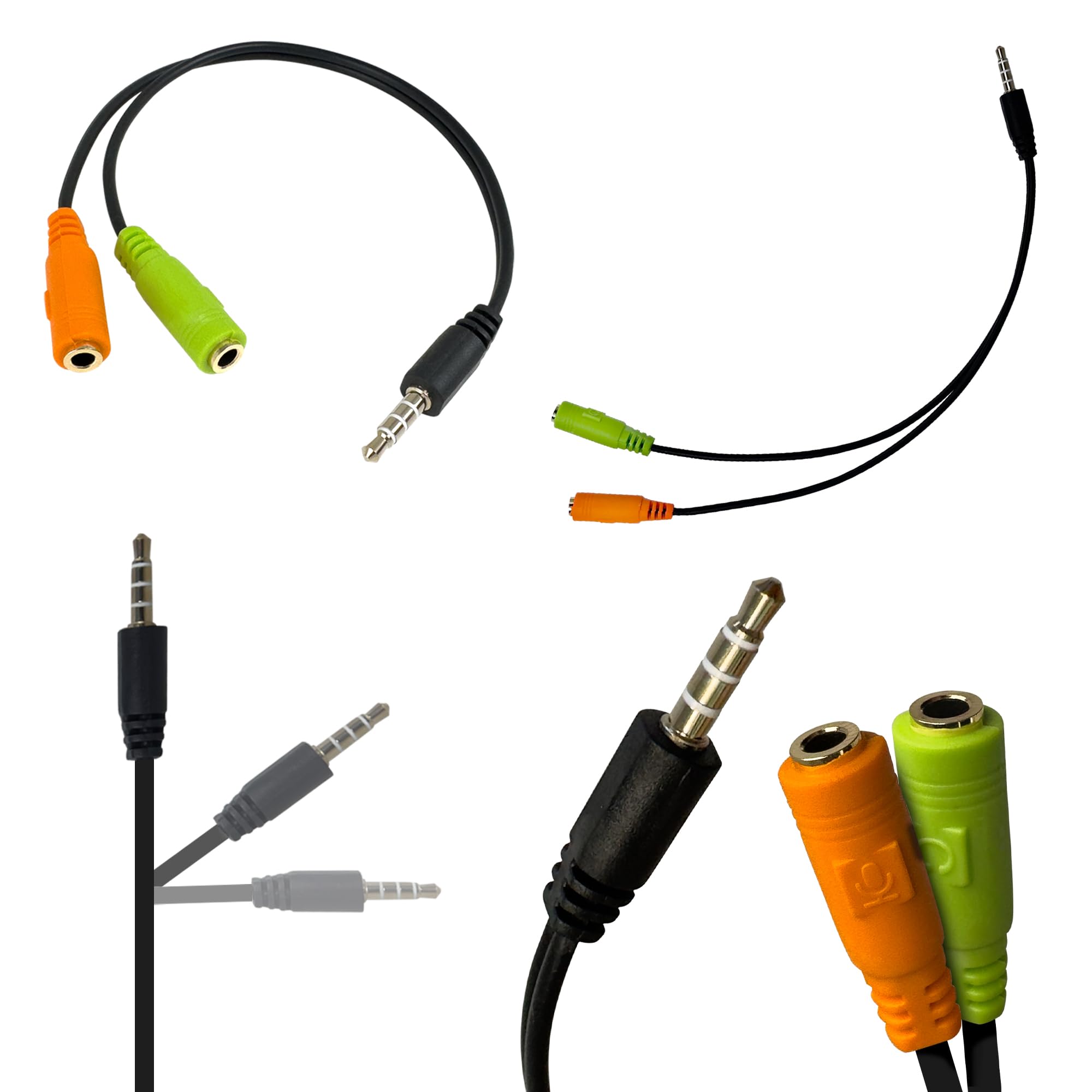 OcioDual Splitter do gniazda 3,5 mm męski na 2 żeński adapter audio do słuchawek i gniazda mikrofonowego do laptopa PC