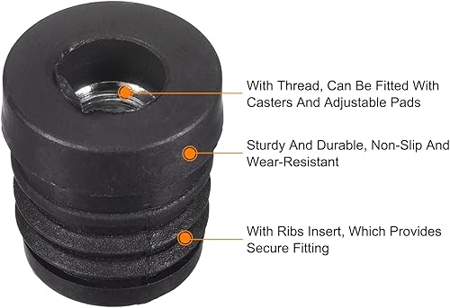 Miniatura 4 de uxcell 12 piezas de insertos para tubos redondos con rosca M8, para tubo redondo de 0.748 in0.75 pulgadas, enchufe redondo de plástico negro para