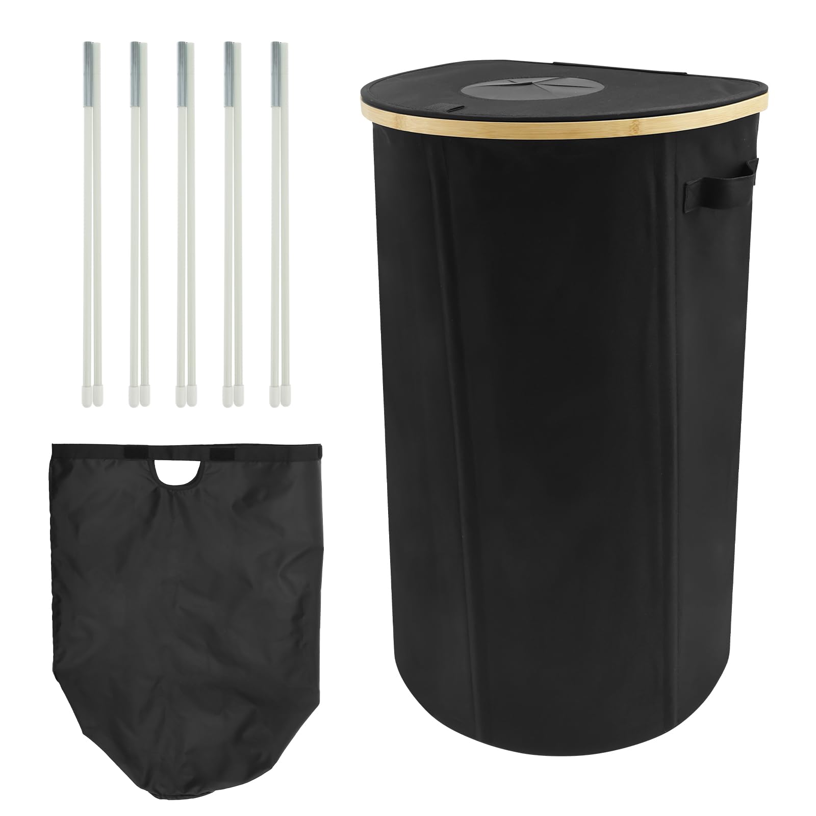 Kitchen Recycling Bin, 100L Recycle Bin Indoor 26 Gallon Large Capacity Bottle Recycling Basket with Lid, Removable Inner Bags, Foldable Jar Recycle Container Basket for Kitchen Home Indoor(black)