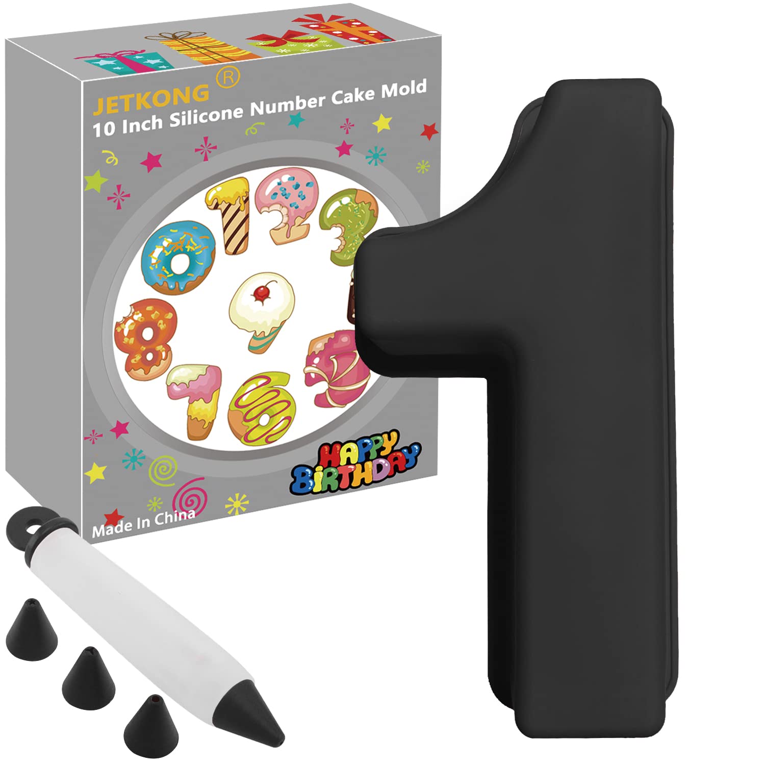 JETKONG 10Inches Silicone Number Cake Mold DIY Baking Cake Pan with