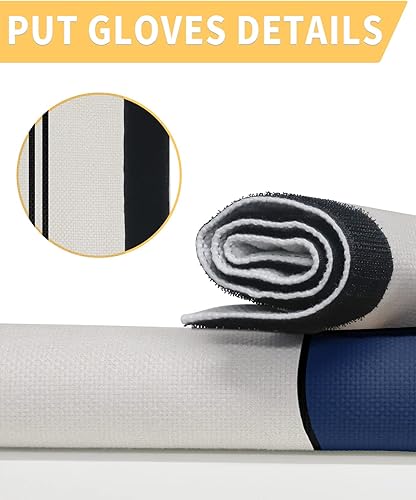 Miniatura 3 de Juego de 2 fundas para manijas de puerta de refrigerador con rayas azul marino para lavavajillas, microondas, horno, nevera, estufa,