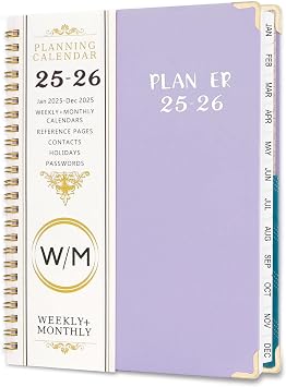 2025 2026 Planner - Weekly and Monthly Planner Calendar Monthly Daily Planner Agendas, July 2025- June 2026, Spiral Bound, Office Home School Supplies for Women & Men, A5 6.3" x 8.5" Purple