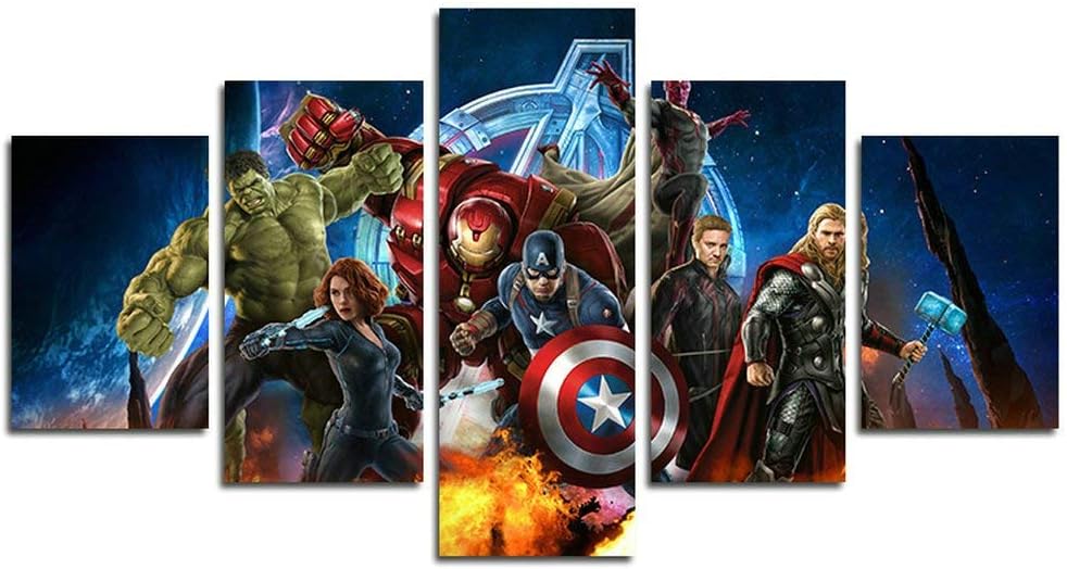 Leyruk 5 Piece Miracle Avenger ultron super hero canvas painting for living room home decor Canvas art wall poster (No Frame) Unframed HY75 50 inch x30 inch