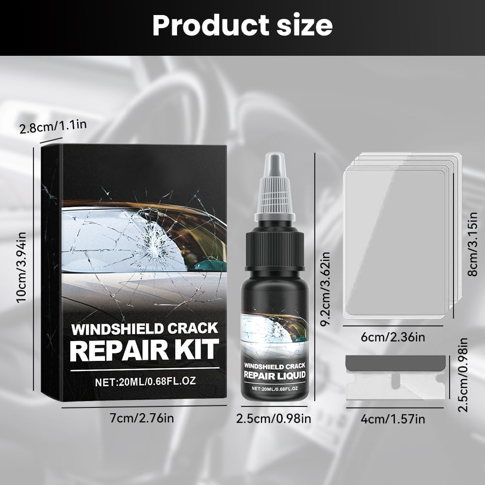 Upgrade Windshield Crack Repair Kit, 2024 New Windshield Crack Repair Fluid Window Automotive Windscreen Tool, Car Glass Repair Glue Scratch Chip Cracks Repair Kit (6Pcs)