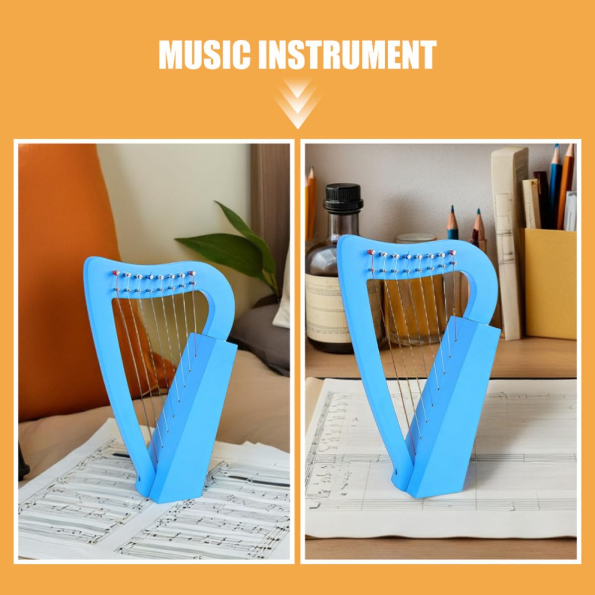 Arpa a 8 Corde in Legno Classica, Facile da Suonare e Resistente, Strumento Musicale Portatile e Adulti, per Insegnamento e Piccole Esibizioni