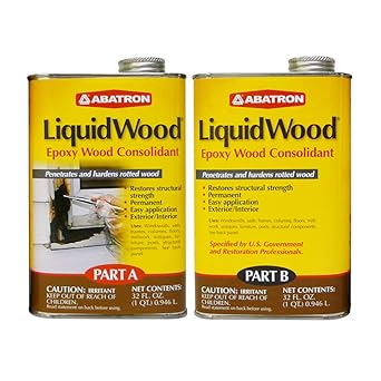 Abatron LiquidWood Kit - 2 Quarts - 2-Part Structural Wood Epoxy Resin - Wood Hardener and Consolidant - Perfect Primer for WoodEpox Epoxy Wood Filler