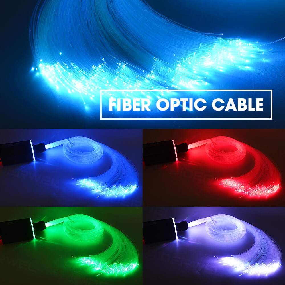 Cavo in fibra ottica a LED, 3 m, 225 pezzi (0,75 mm x 200 + 1,0 mm x 20 + 1,5 mm x 5), in plastica PMMA, cavo in fibra ottica per illuminazione a soffitto a stella, tutti i tipi di driver del motore
