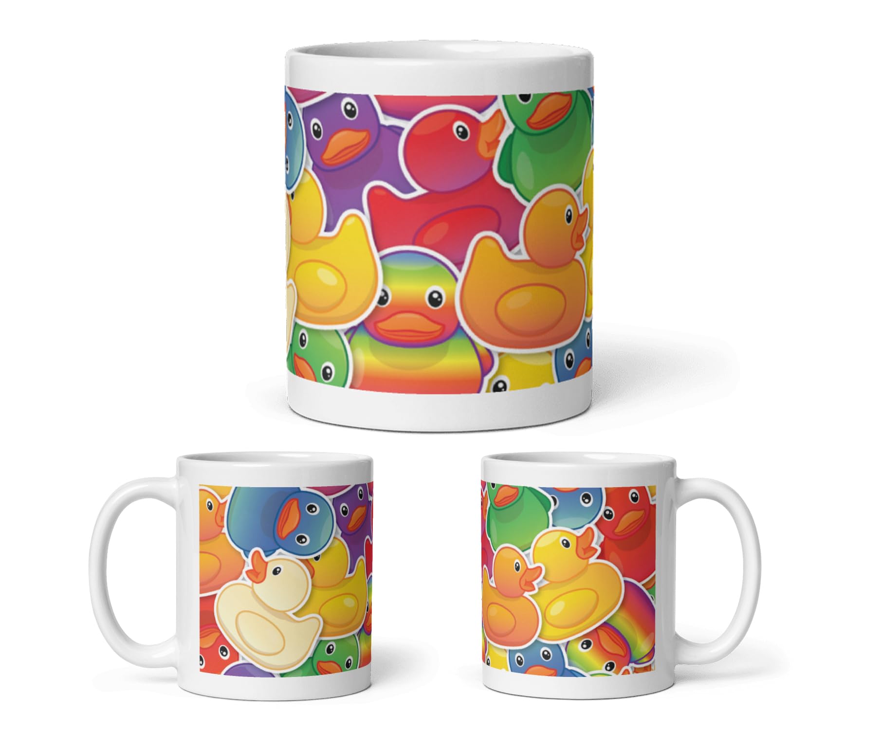 DV DESIGN 1 x Rubber Ducks Print Mug - Colourful Pattern Toys Kids Bath Duckies Cute Duck Funny Novelty Animal Home Drinks Mugs Cup Kitchen #81567