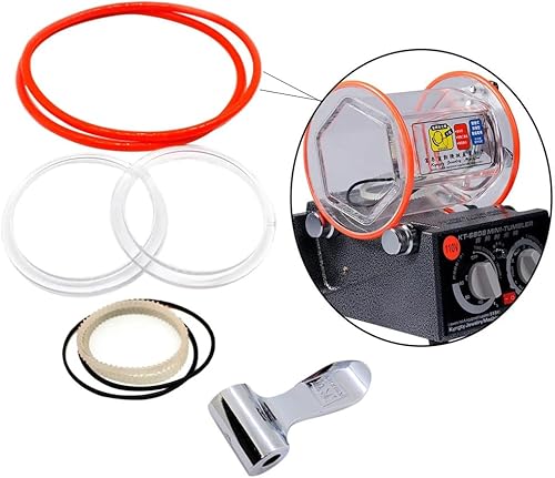 Miniatura 2 de 6.6 lbs Joyero Pulidor de Piezas de Vaso KT6808 Kit de Reemplazo de Taza Rotativa de Joyería,Tira dentada de cadena de goma,Cubierta de barril
