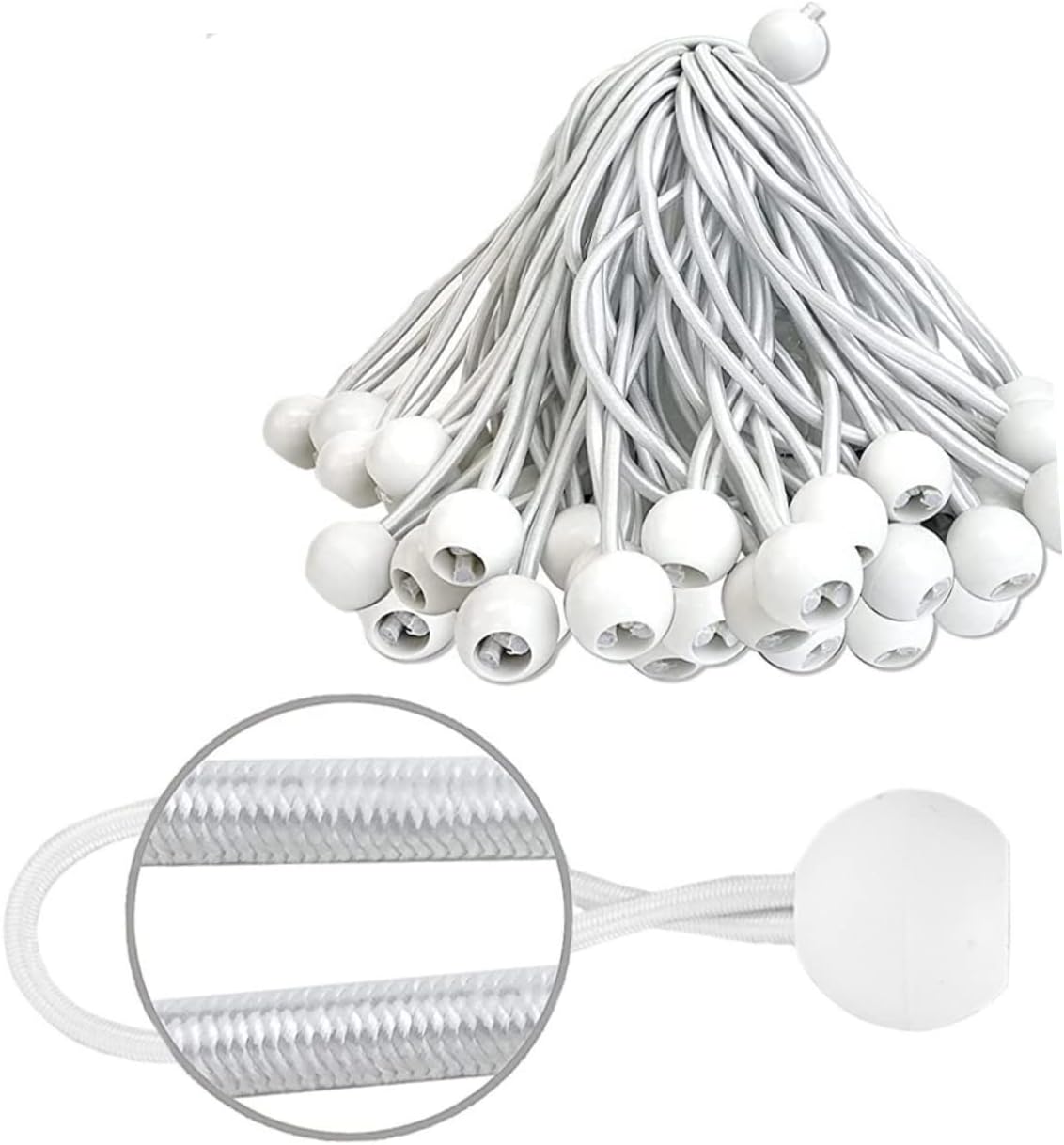 50pcs Bungee Cord Ball Elastic Tie Down Cords for Tents Tarps and Canopies Lightweight Durable and Easy to Use for Camping and Outdoor Activities
