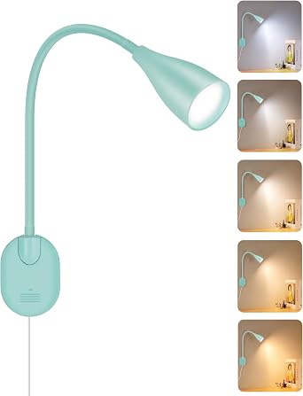 LED Wall Mounted Reading Light, 5 Color Modes 10 Brightness Dimmable Teal