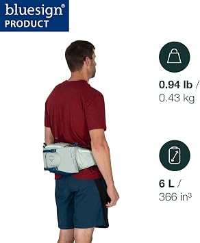 Osprey Talon 6L Men's Lumbar Hiking Waist Pack, Black/Coal Grey, One Size, 6 liters