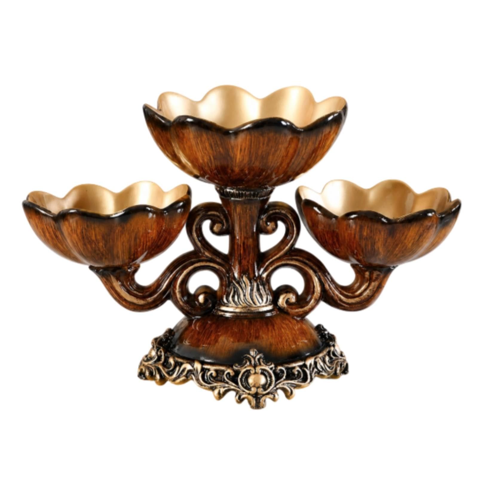 KESOTO Bandeja Industrial Servidor Dividida Contenedor Snacks Decorativa Resina con Compartimentos y Acabado Brillante Sala Mesa, Doble Capa, Tres Compartimentos, Grano De Madera Amarillo