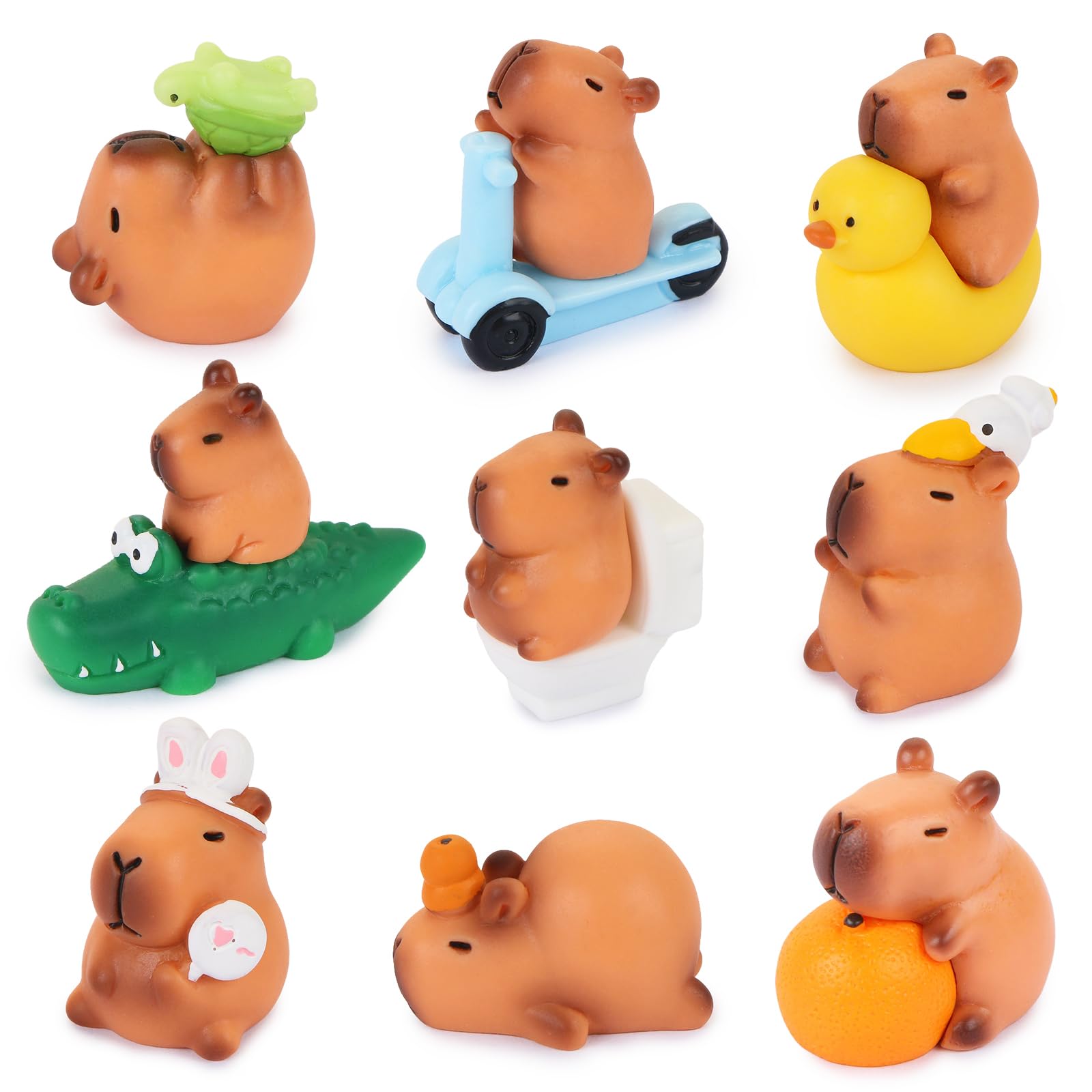 View 1 of 12 Pieces Mini Capybara Figurines Tiny Resin Animals for Dollhouse Capybara Birthday Decorations Fairy Garden Home Decor