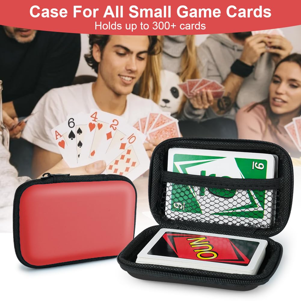 Aolso Estuche Funda Compatible con el UNO Juego de Cartas, 2 Piezas Organizador Portátil Impermeable Que, Caja de Almacenamiento para Tarjetas, Caja de Almacenamiento de Cartas(Negro/Rojo)