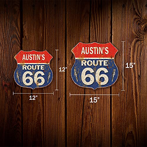 Personalized Route 66 Shield Sign Your Text Name Vintage Retro Man Cave Wall Art Tin Signs Décor Mancave Decorations Plaque Dad Gift 12 X 12 High Gloss Metal 211110002001 #TOP2