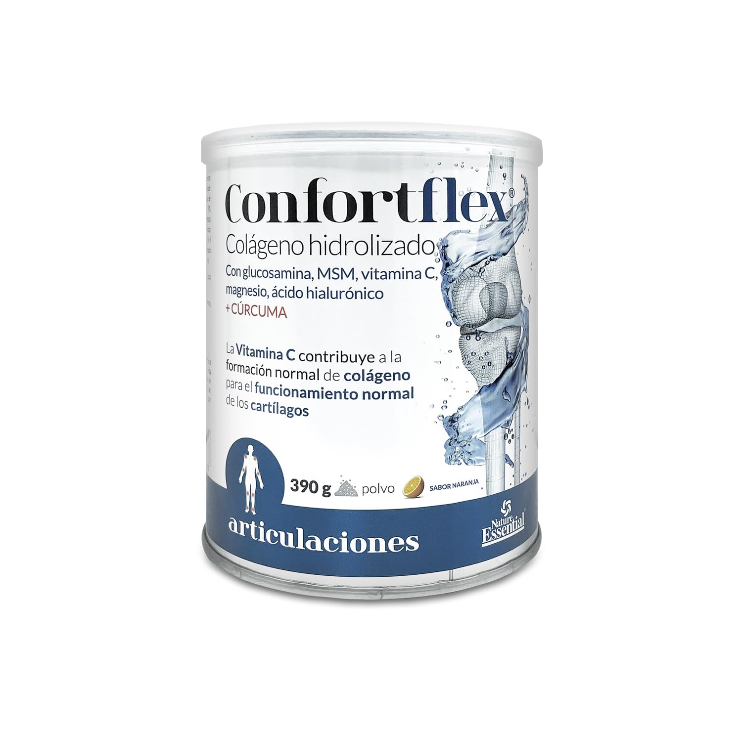 colageno hidrolizado con l carnitina Nature Essential | Colágeno Hidrolizado en Polvo | 390 g | Con Cúrcuma y L- Carnitina | Cazo Dosificador Incluido