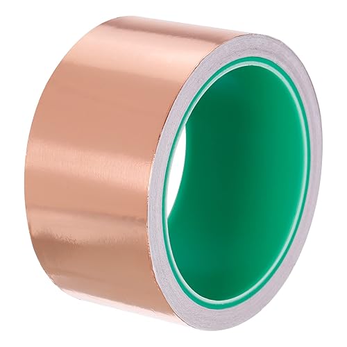 PATIKIL Cinta de lámina de cobre de 1.97 pulgadas x 33 pies, 0.002 in de grosor, adhesivo conductor de doble cara, blindaje EMI para electrónica, PATIKIL Cinta de lámina de cobre de 1.97 pulgadas x 33 pies, 0.002 in de grosor, adhesivo conductor de doble cara, blindaje EMI para electrónica,