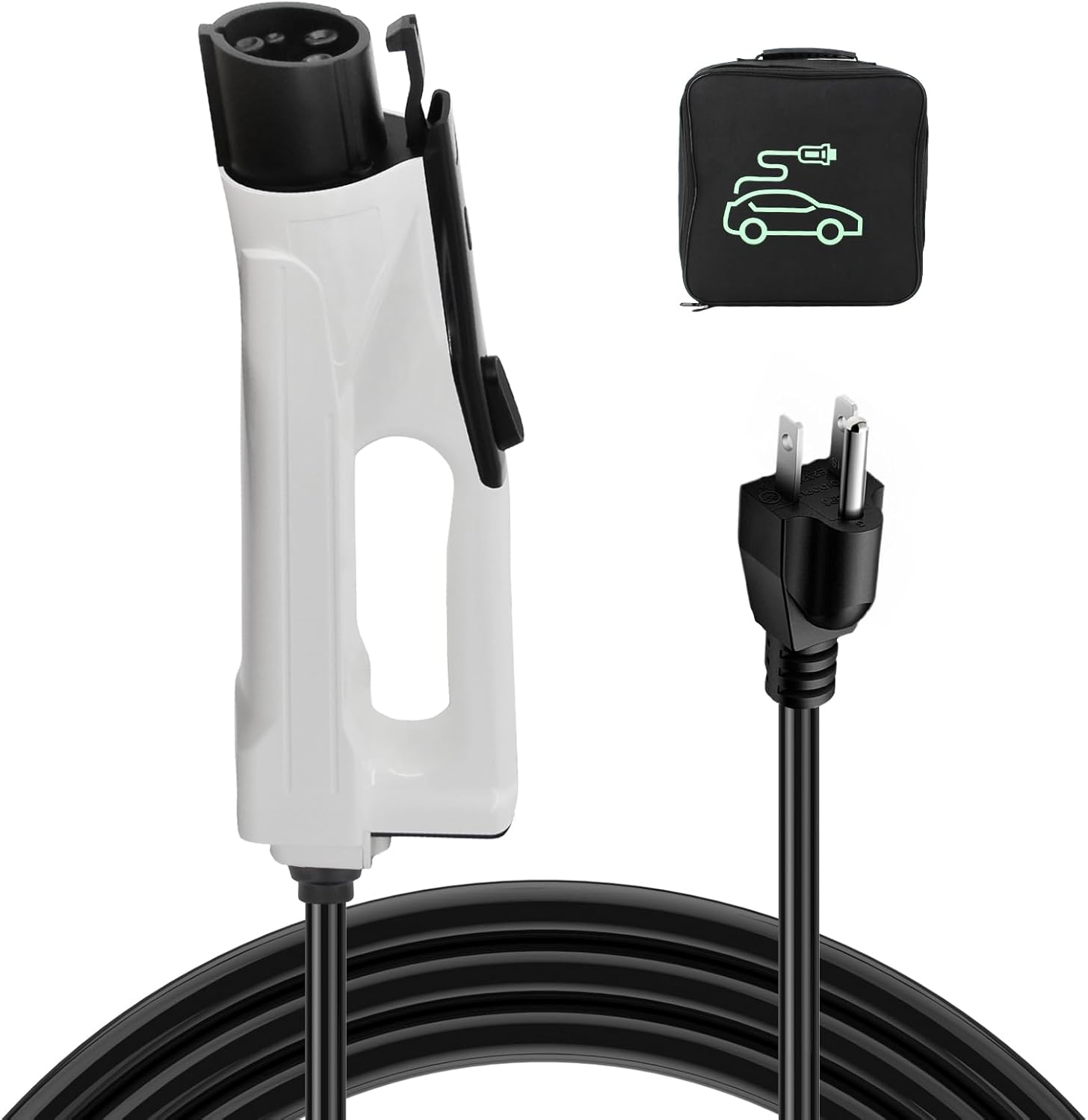 Portable EV Electric Vehicle Charger 16 Amp with 25 ft. Charging Cable NEMA 5-15 Plug Plug-in Home Electric Vehicle Charging Station for SAE J1772 Electric Vehicles