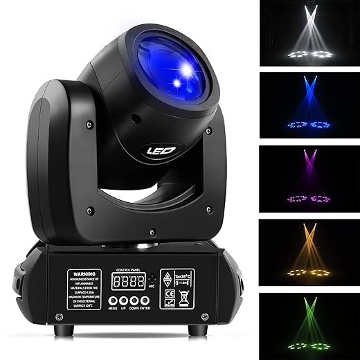 DELIBANG Lyre LED 100W RGB DMX lumière disco scène 8 prismes Tête Mobile 8 Gobos rotatifs+12 couleurs Gradation 0 à 100% Eclairage lumière fête pour DJ Bar Bande Mariage Noël Halloween