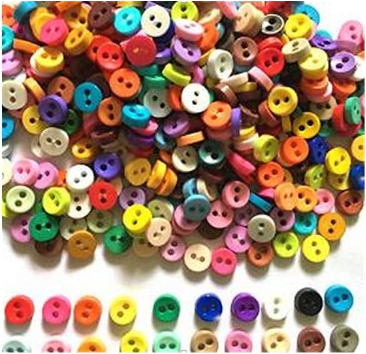 100 Pcs Tiny Button, Micro Button 2hole Size 6 Mm Assorted Color