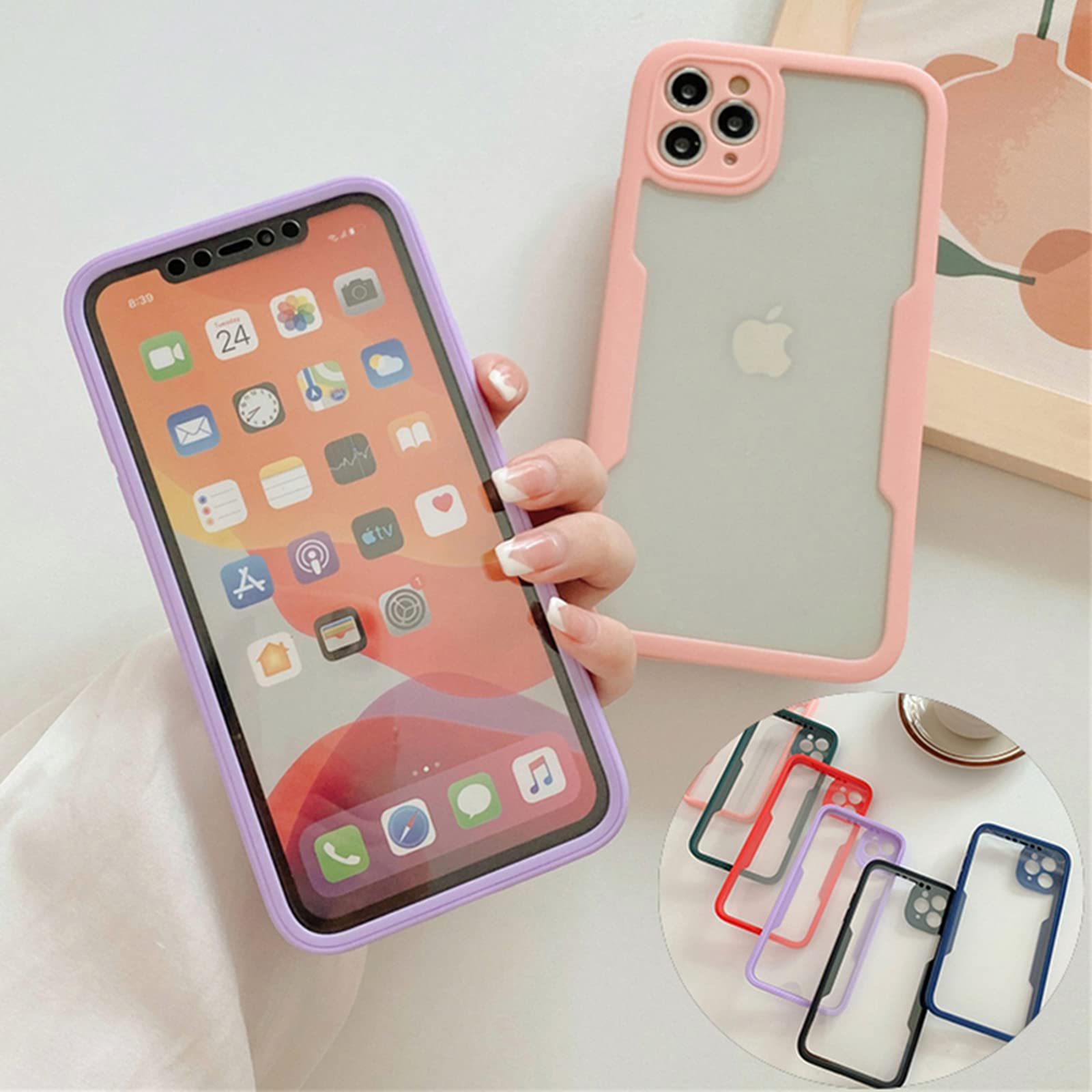 Amazon.co.jp: 360 フルボディ保護クリア電話ケース For iphone 14 13