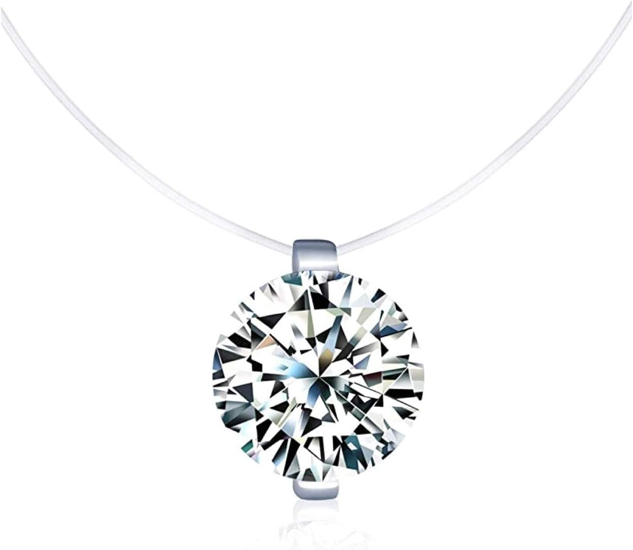 Women's Invisible Necklace Solitaire Zircon on Nylon Thread Choker Gift Women's Girl's Jewellery Original Fantasy Jewellery St