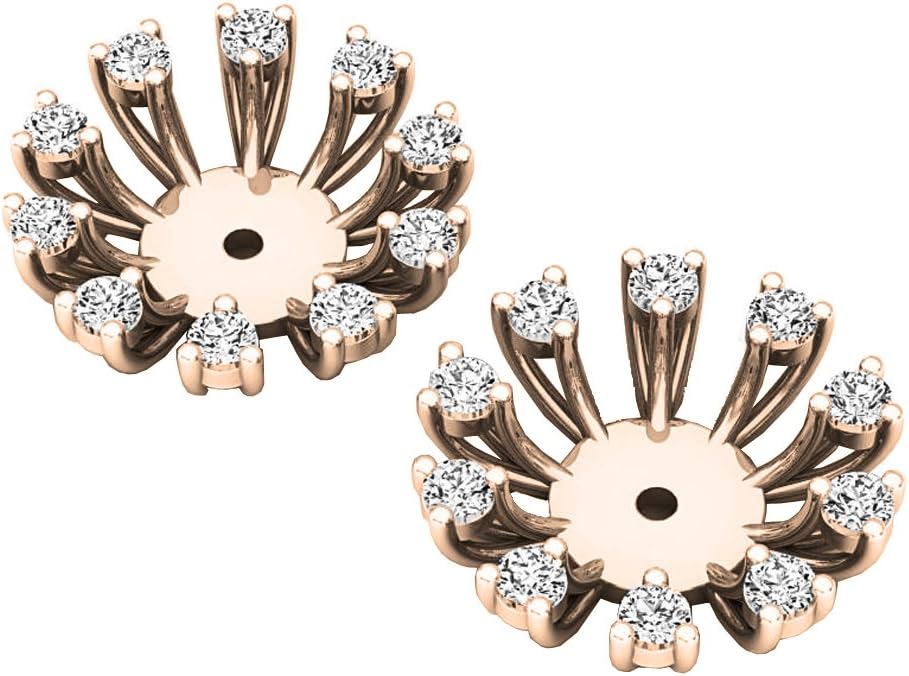 Dazzlingrock Collection 0.30 Ctw Round White Natural Diamond Removable Earring Jackets for Women in 18K Real Solid Gold