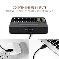 Vista 4 de Tenergy - Pilas recargables AA NiMH Premium Pro de 8 unidades y cargador rápido con pantalla LCD de 8 bahías TN480U