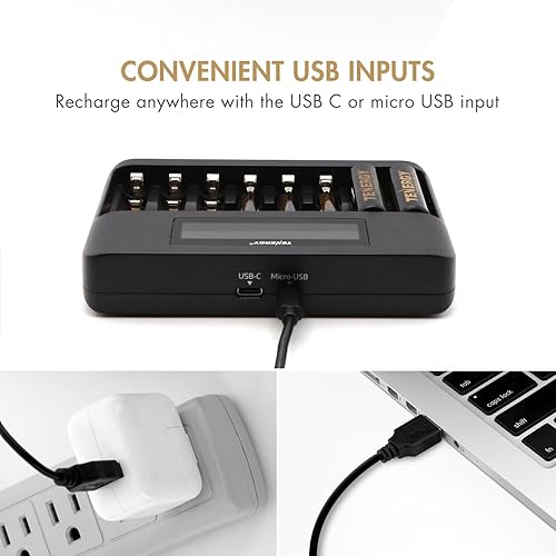 Miniatura 4 de Tenergy 8 baterías recargables AA NiMH Premium Pro y TN480U de 8 bahías con pantalla LCD cargador rápido