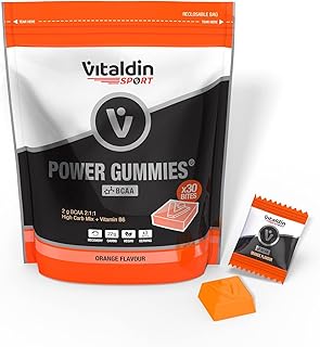 VITALDIN SPORT Power Gummies BCAA – Protezione e recupero muscolare – 2 gr di Aminoacidi BCAA ratio 2:1:1 per serving + Vitamina B6 – 30 Caramelle Gommose – Bites gusto Arancia – Vegano